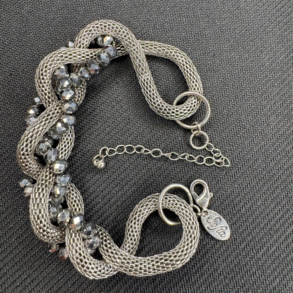 Sofia Chunky Silver Tone Mesh Chain Statement Bra… - image 5